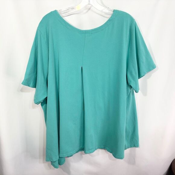 Jessica London 30W 32W Top‎ 3X Green Short Sleeve Tee Swing Trapeze A Line 790 - Picture 2 of 10